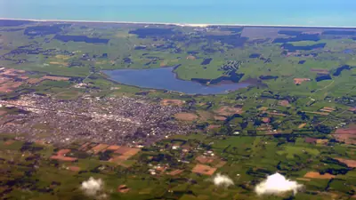 Photo of Levin and Lake Horowhenua from the air